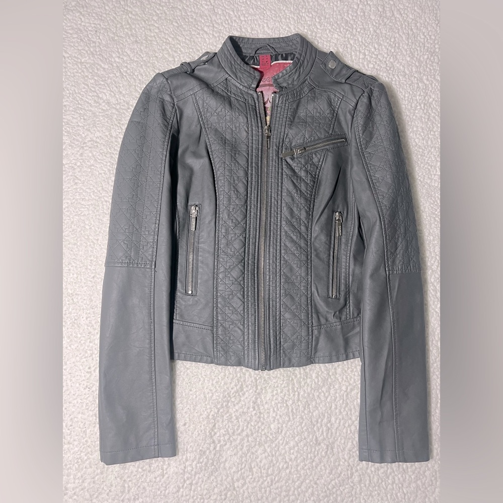 Collection by Bernardo faux leather grey moto jacket. Size Small. Never worn.